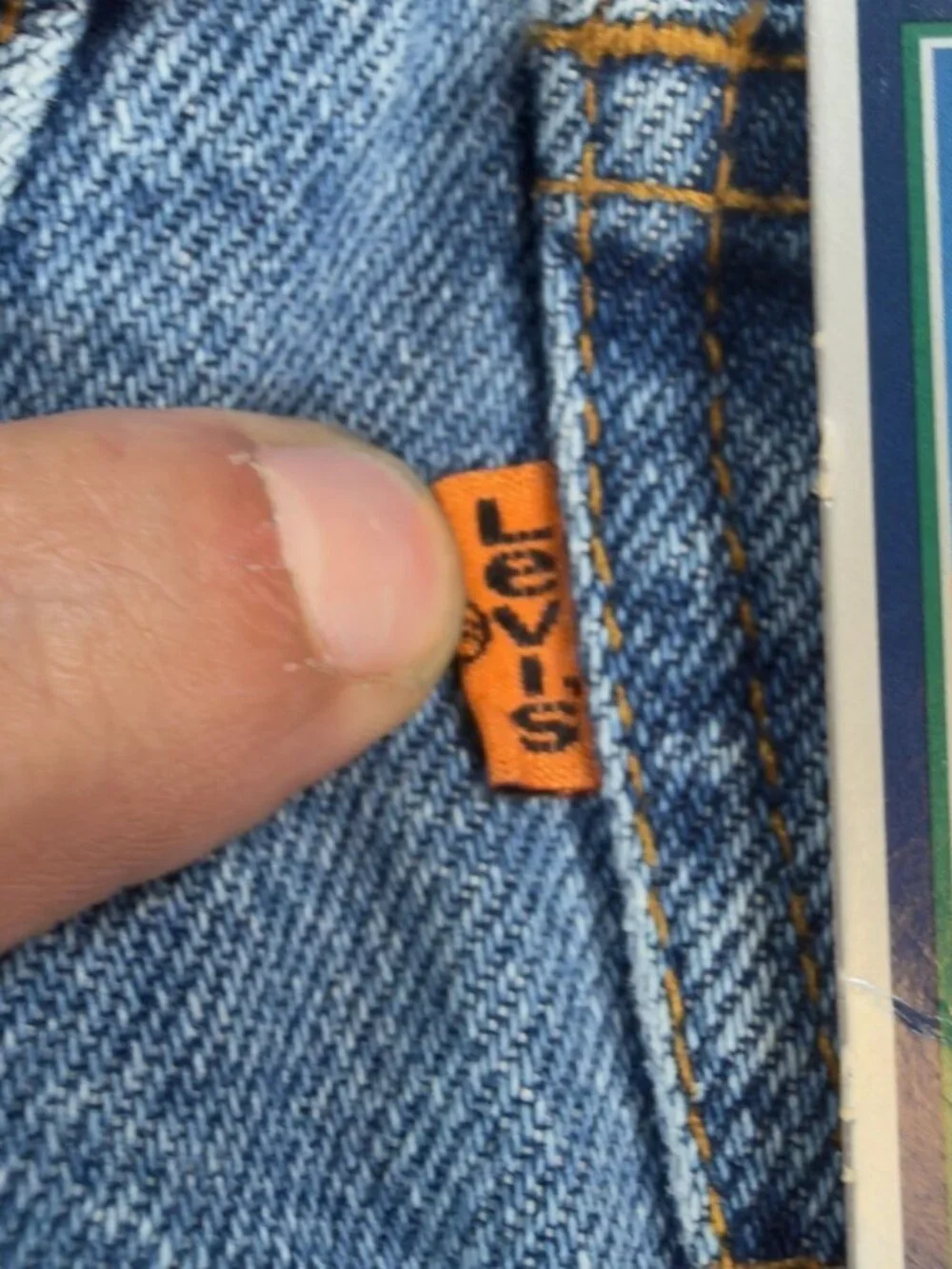 Levi's 550 Vintage 90s Blue Cotton Shorts W27 Relaxed Orange Tab NOS